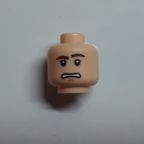 Lego Minifig Head Han Solo, Dual Sided, Orange Snowgoggles / Scared Print [Blocked Open Stud] / Light Nougat