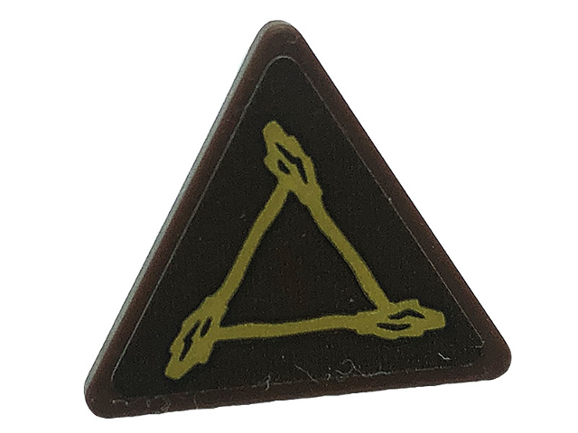 Lego Road Sign 2 x 2 Triangle with Open O Clip with Triangle Symbol and Brooms Pattern (Sticker) - Set 76388