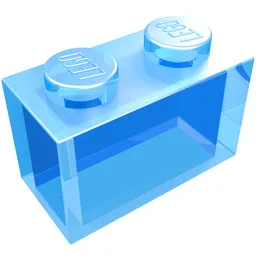 Brick 1 x 2 without Bottom Tube / Trans-Medium Blue