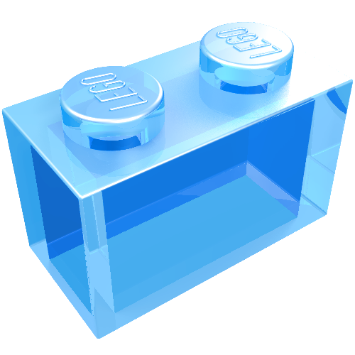 Lego Brick 1 x 2 without Bottom Tube / Trans-Medium Blue
