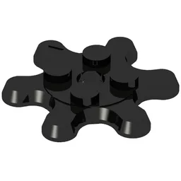 Plate Special 2 x 2 Splat Gear, 6 Teeth / Black