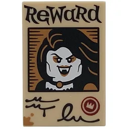 Tile 2 x 3 with Wanted Poster, 'REWARD', Vampire Print