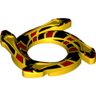 Lego Ring 4 x 4 with 2 x 2 Hole and 4 Snake Head Ends and Red and Black Scales Snake Print (Ninjago Spinner Crown)
