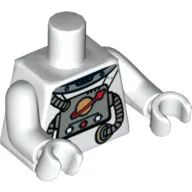 Torso, Spacesuit with Space Logo and Tubes Print, White Arms and Hands / White
