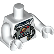 Lego Torso Spacesuit with Space Logo and Tubes Print, White Arms and Hands / White