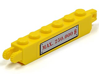 Lego Hinge Brick 1 x 6 Locking with Red 'MAX. 250.000 $' on Light Bluish Gray Metal Plate Pattern (Sticker) - Set 5982