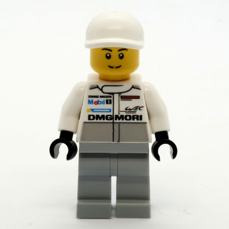 Lego Mechanic, White Torso, Light Bluish Grey Legs, White Cap