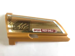 Technic, Panel Fairing #21 Large Long, Small Hole, Side B with Quad Wing and 'DANGER RAZOR SHIELD' Pattern (Sticker) - Set 7714