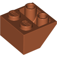 Lego Brick Sloped Inverted 45° 2 x 2 [Ovoid Bottom Pin, Bar-sized Stud Holes] / Dark Orange