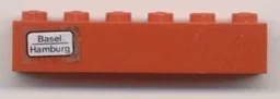 Brick 1 x 6 with 'Basel - Hamburg' Pattern on Left Side (Sticker) - Set 7740