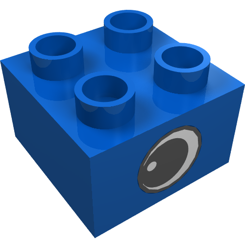 Lego Duplo Brick 2 x 2 with Eye with White Spot Print, on Two Sides - Type 1 / Blue