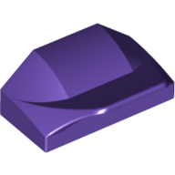 Lego Brick Wedged, Curved 1 x 2 x 2/3 No Studs, Wing End / Dark Purple
