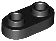 Plate Special 1 x 2 Rounded with 2 Open Studs / Black