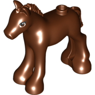 Lego Animal, Horse / Foal, with Brown Eyes Print / Reddish Brown