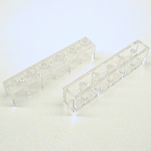 Lego Brick 1 x 6 with Bottom Tubes and 2 Lowered Cross Supports / Trans-Clear