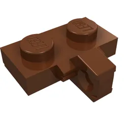 Hinge Plate 1 x 2 Locking with 1 Finger on Side, with Groove / Reddish Brown