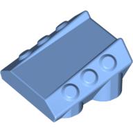 Lego Brick Sloped 2 x 2 No Studs, with 3 Side Pistons Raised Edges / Medium Blue