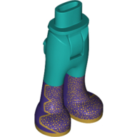 Lego Minidoll Hips and Trousers with Back Pockets and Dark Purple Boots with Gold Decoration Print / Dark Turquoise