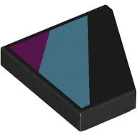 Wedge Tile 2 x 2 Left with Medium Azure/Magenta Shapes Print