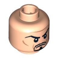Lego Minifig Head Nizam, Goatee, Arched Eyebrows Print [Blocked Open Stud] / Light Nougat