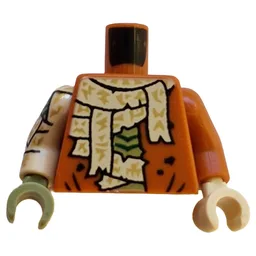 Torso, Odd Arms and Hands, Tan Bandages, Olive Green Scaled Chest Print, Left Dark Orange Arm, Tan Hand, Right Tan Arm and Olive Green Hand / Dark Orange