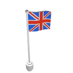 Flag on Flagpole, Wave with United Kingdom Print / White