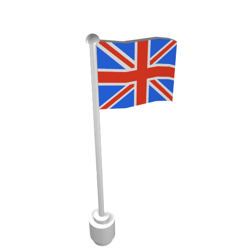 Lego Flag on Flagpole with Grove and United Kingdom Print / White