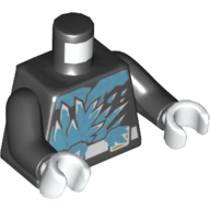 Lego Torso Robe with White Utility Belt and Ice Print (Zane), Black Arms, White Hands / Black