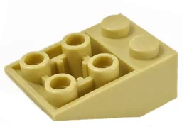 Brick Sloped Inverted 33° 3 x 2, Connections between Studs, Ovoid Bottom Pin / Tan