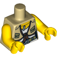 Lego Torso Shirt with Knot and Pockets, Belt and ID Tag Print, Yellow Arms and Hands / Tan