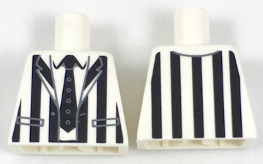 Lego Torso Suit Jacket with Black Vertical Stripes Thick and Black Tie Pattern
