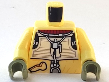 Lego Torso SW Trandoshan Armor with Dark Red Collar and Hose on Back Pattern / Bright Light Yellow Arms / Olive Green Hands