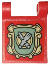 Flag 2 x 2 Square with Flared Edge with Sand Green Shield, Tan Frame and Dish, Fork and Knife Pattern on Both Sides (Stickers) - Set 10332