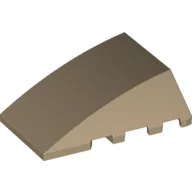 Brick Wedged, Curved 4 x 4 No Top Studs / Dark Tan