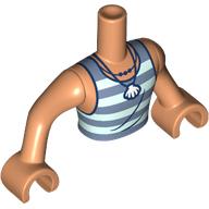 Lego Minidoll Torso Man with Nougat Arms and Hands with Light Aqua/Sand Blue Shirt, White Shell Necklace print / Nougat
