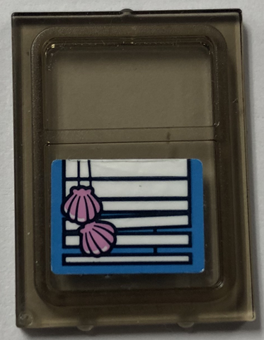 Lego Glass for Train Door with Lip on All Sides with White Venetian Blinds with Bright Pink Shells Drawstring Pattern (Sticker) - Set 41702