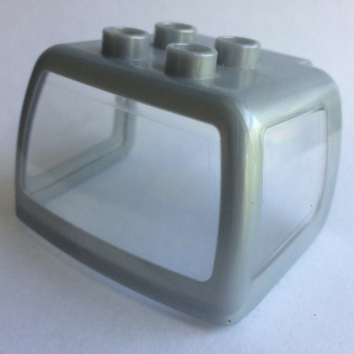 Lego Duplo Truck Cabin Enclosed with Clear Windows / Pearl Light Gray