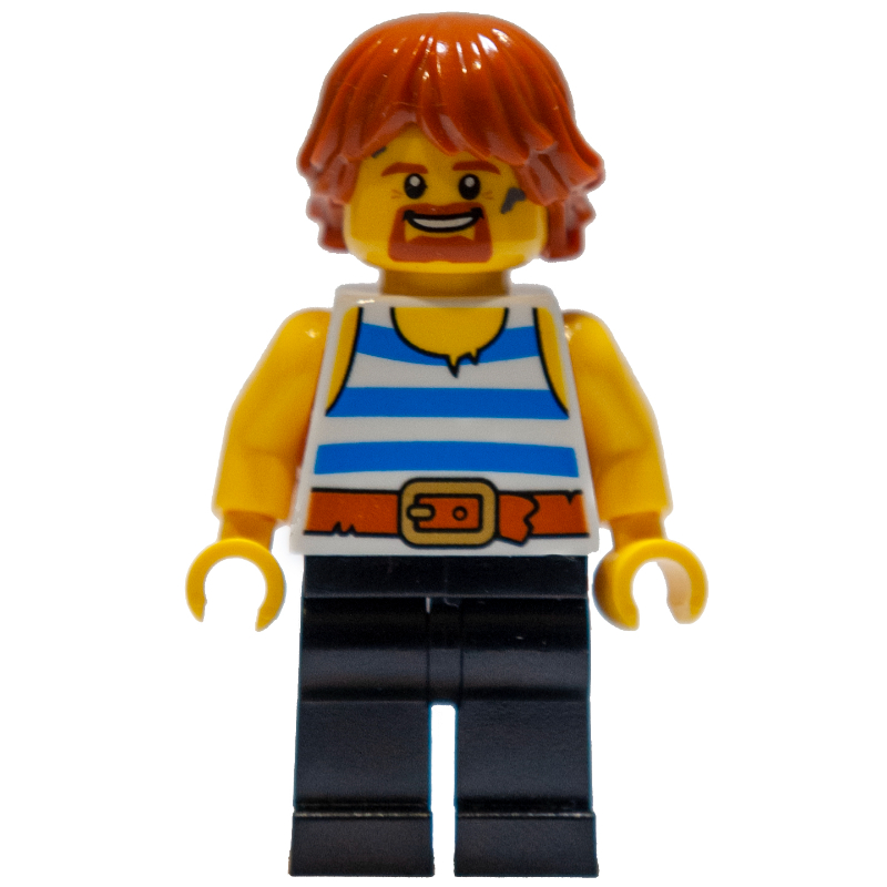 Lego Blacksmith - White Torso, Black Legs, Dark Orange Hair
