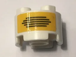 Brick, Round 2 x 2 with Axle Hole with Black Lines on Yellow Background Pattern (Sticker) - Set 10274