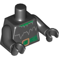 Torso, Witch with Torn Collar and Green Belt with Gold Buckle Print, Black Arms and Hands / Black