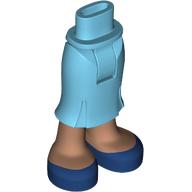 Lego Minidoll Hips and Long Skirt with Medium Brown Legs, Dark Blue Shoes print / Medium Azure