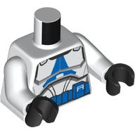 Lego Torso, Clone Trooper Armor, Blue Markings, Utility Belt, White Arms, Black Hands / White