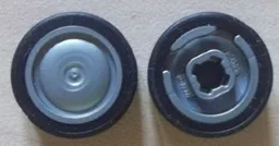 Wheel 11mm D. x 6mm with Smooth Hubcap with Black Tire 14mm D. x 6mm Solid Smooth (93594 / 50945) / Flat Silver