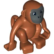 Duplo Animal Monkey with Curly Tail - Dark Bluish Gray Face Print / Dark Orange