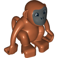 Lego Duplo Animal Monkey with Curly Tail - Dark Bluish Gray Face Print / Dark Orange