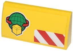 Slope, Curved 2 x 4 x 2/3 with Bottom Tubes with Cargo Logo and Red and White Danger Stripes Pattern (Sticker) - Set 60022