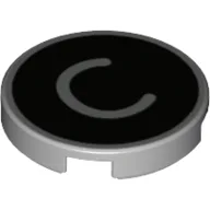 Tile Round 2 x 2 with 'C' on Black Background Print / Light Bluish Gray