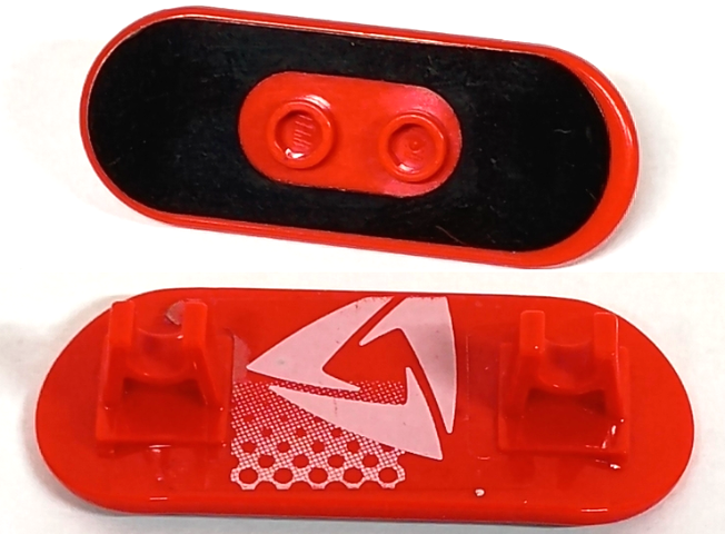 Lego Minifigure, Utensil Skateboard with Mag Wheel Holders with Black Surface and White Triangular Logo Pattern (Stickers) - Set 3535