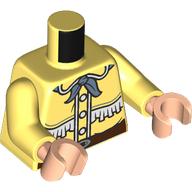 Lego Torso, Cowboy Jacket, White Tassels, Reddish Brown Belt, Dark Bluish Grey Bow Tie print, Bright Light Yellow Arms, Light Nougat Hands / Bright Light Yellow