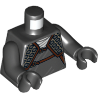 Lego Torso Robe with Shoulder Armour and Belts / Gold Lion on Back Print, Black Arms and Hands / Black